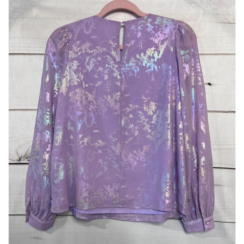 TCEC Lavender Iridescent Ruffle Long Sleeve Blouse - Picture 2 of 5